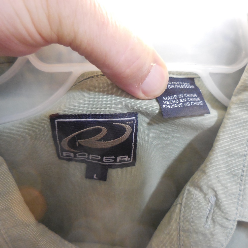 Roper Mens Sage Green Twill Pearl Snap Western Shirt Long Sleeve Large - Picture 5 of 5